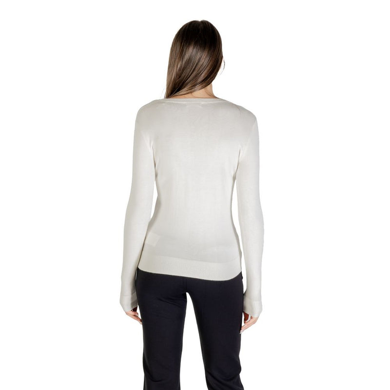 Guess Cream Viscose Sweatshirt - LS CN KIARA TRIANGLE LOGO