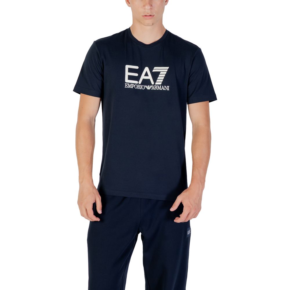 EA7 Emporio Armani Blue Cotton Sportswear T-Shirt for Men