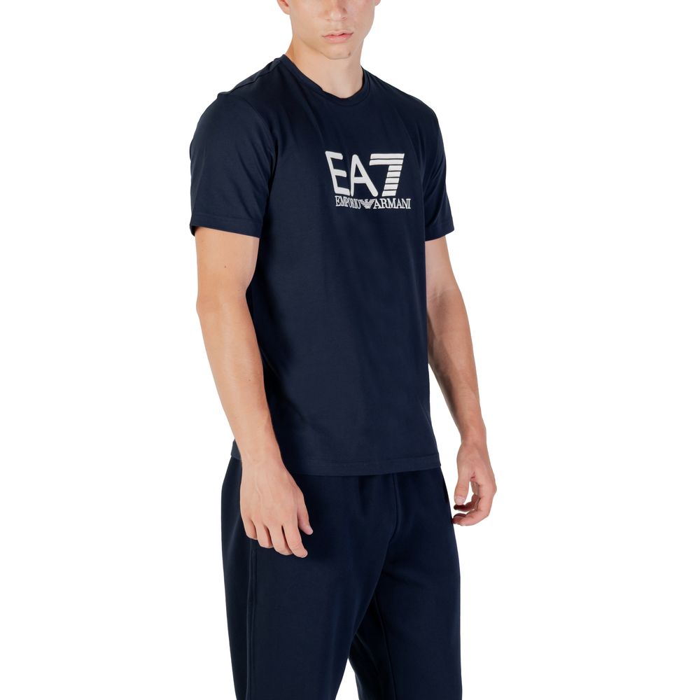 EA7 Emporio Armani Blue Cotton Sportswear T-Shirt for Men