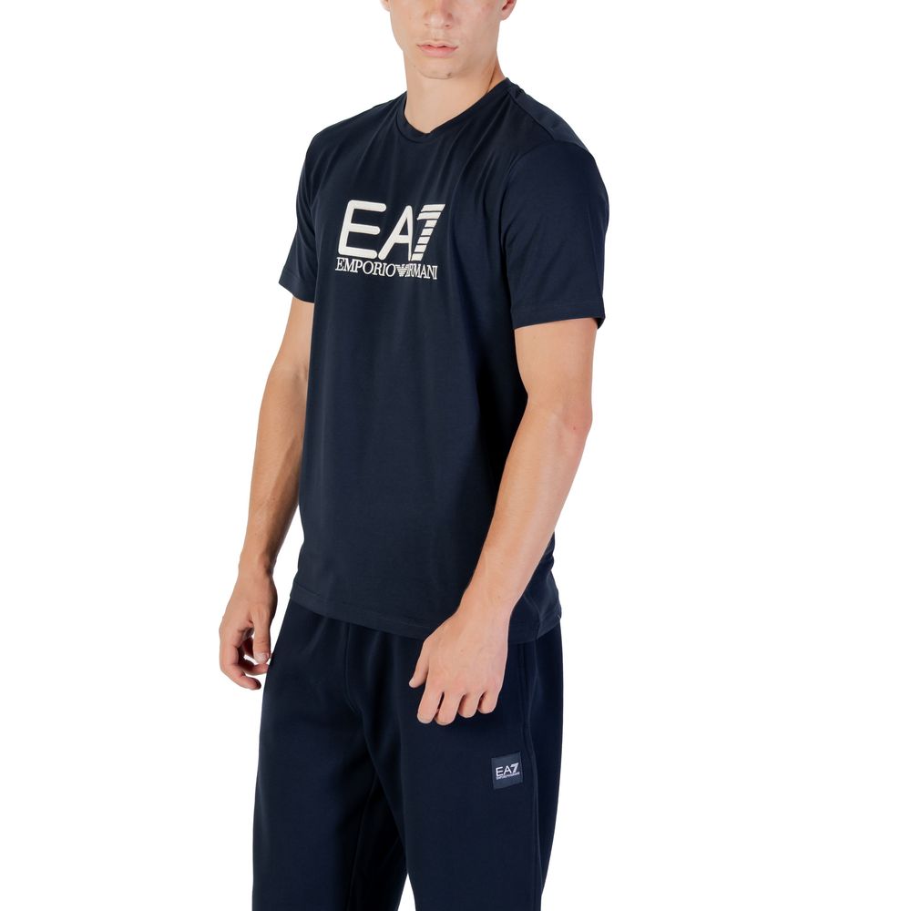 EA7 Emporio Armani Blue Cotton Sportswear T-Shirt for Men