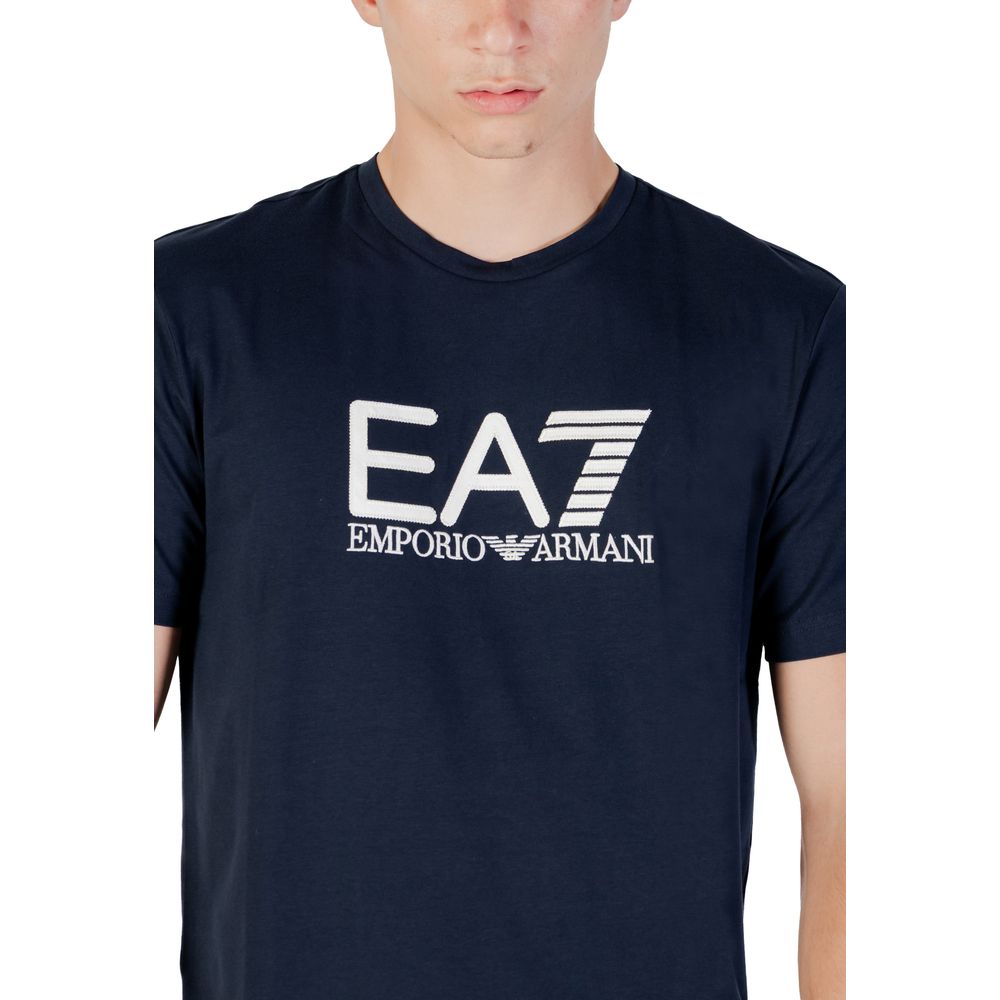 EA7 Emporio Armani Blue Cotton Sportswear T-Shirt for Men