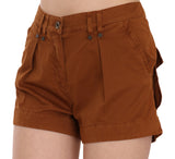 Shorts en jean mini taille mi-hauteur en coton marron de PLEIN SUD