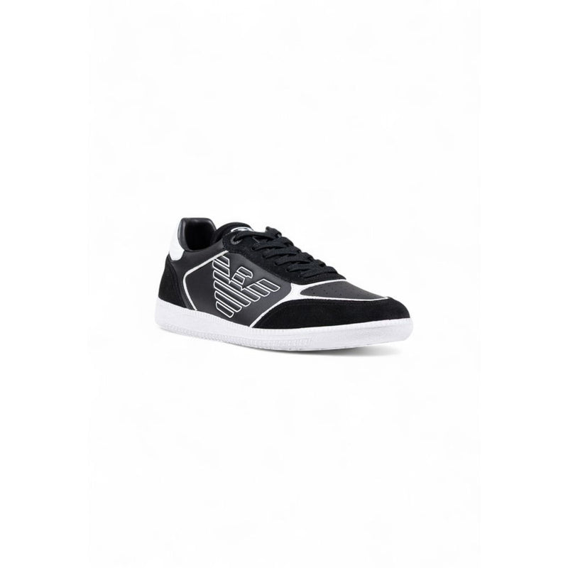 EA7 Emporio Armani Sneakers en Cuir Noir et Blanc pour Hommes