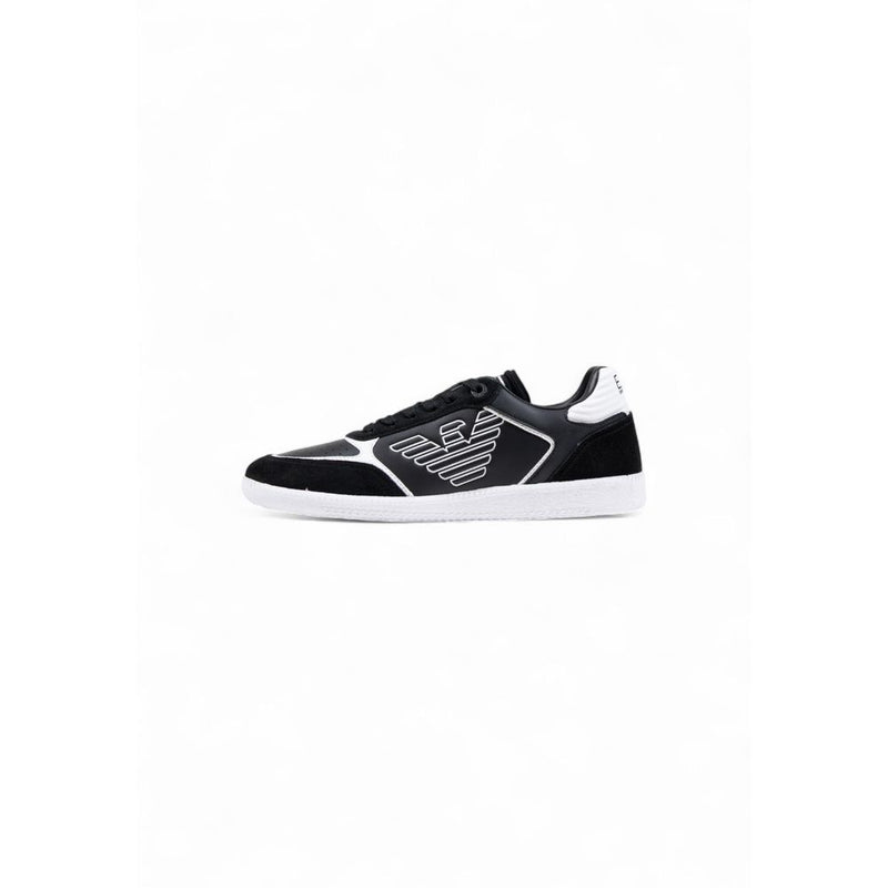 EA7 Emporio Armani Sneakers en Cuir Noir et Blanc pour Hommes