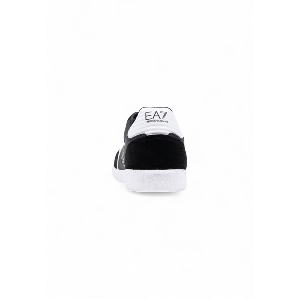 EA7 Emporio Armani Black and White Leather Athletic Sneakers