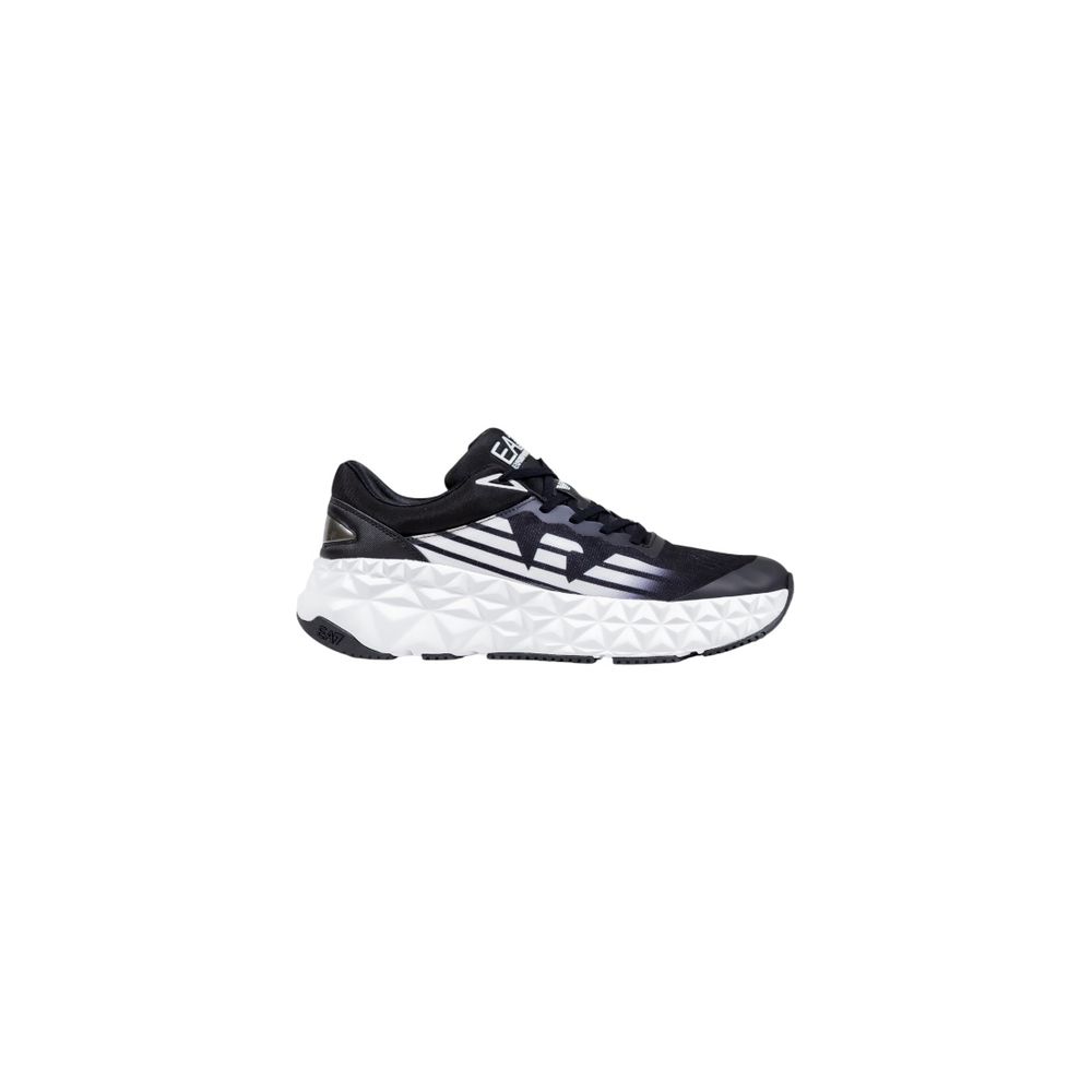 Baskets de sport en polyester noires et blanches EA7 Emporio Armani