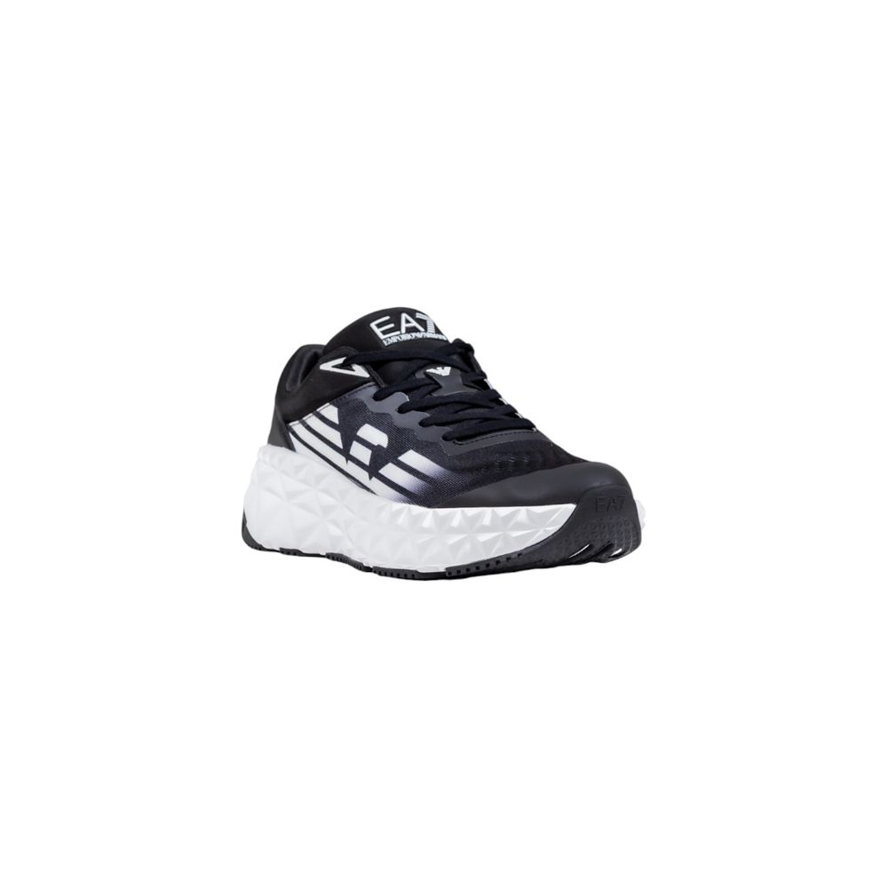 Baskets de sport en polyester noires et blanches EA7 Emporio Armani