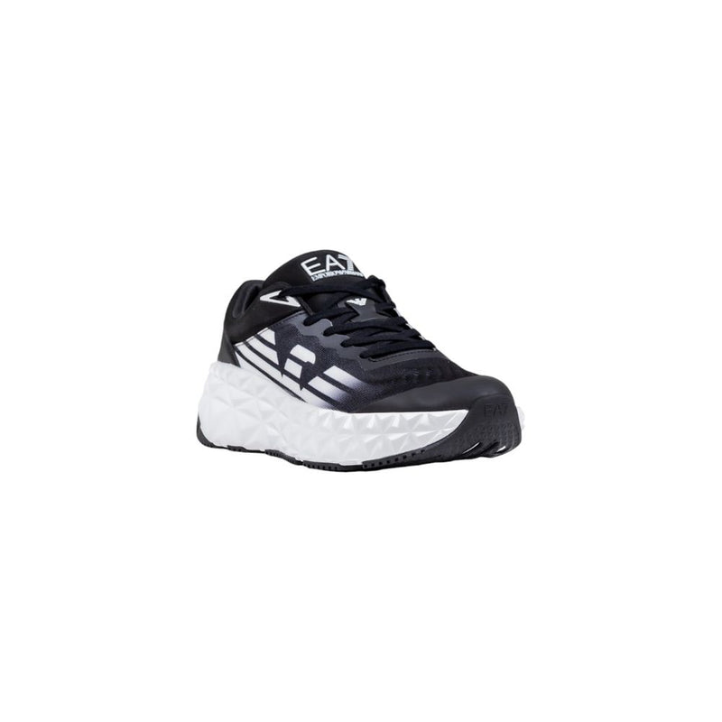 Baskets de sport en polyester noires et blanches EA7 Emporio Armani