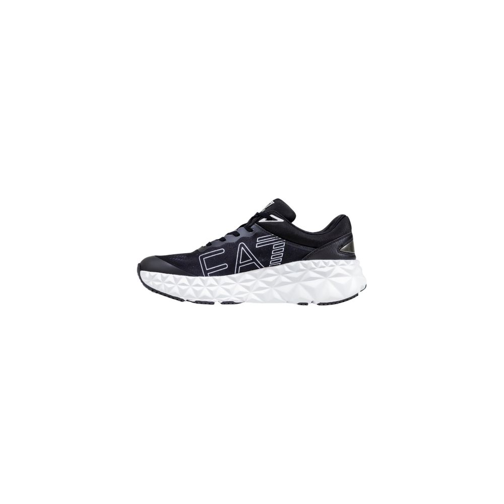 Baskets de sport en polyester noires et blanches EA7 Emporio Armani