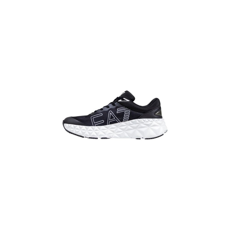 Baskets de sport en polyester noires et blanches EA7 Emporio Armani