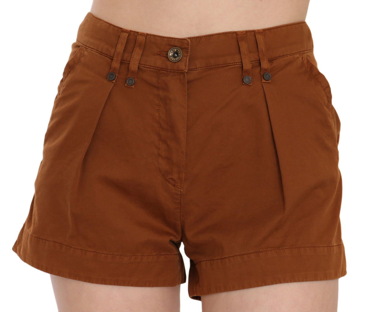 Shorts en jean mini taille mi-hauteur en coton marron de PLEIN SUD