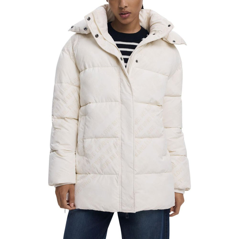 Desigual PADDED_CADERA_FLOCK Manteau en Polyester Crème pour Femme