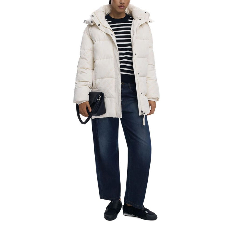 Desigual PADDED_CADERA_FLOCK Manteau en Polyester Crème pour Femme