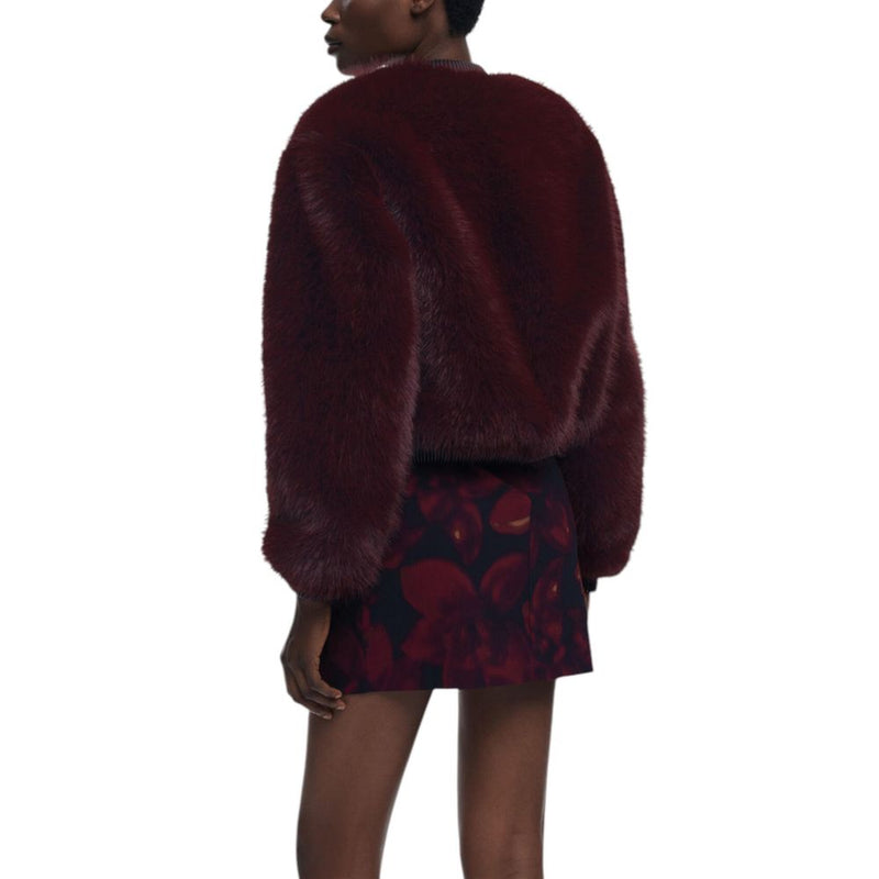 Desigual CHAQ_RASPBERRY Veste en Fourrure Synthétique Bordeaux