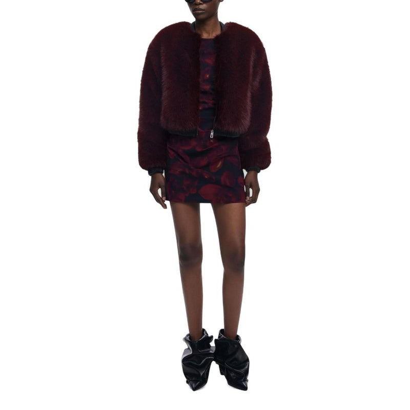 Desigual CHAQ_RASPBERRY Veste en Fourrure Synthétique Bordeaux