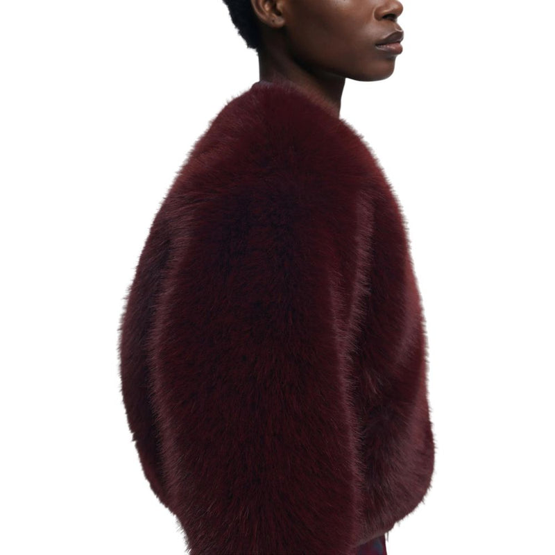 Desigual CHAQ_RASPBERRY Veste en Fourrure Synthétique Bordeaux