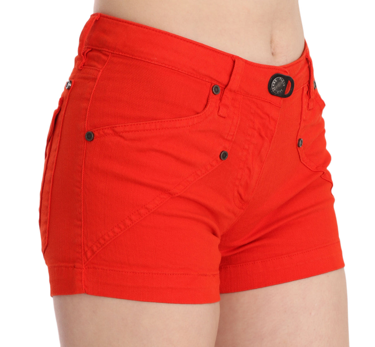 PLEIN SUD Mini-jupe en jean coton taille mi-hauteur, couleur orange