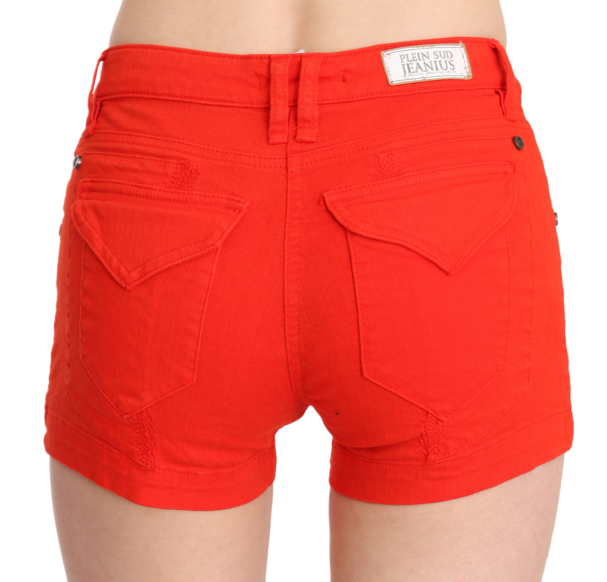 PLEIN SUD Mini-jupe en jean coton taille mi-hauteur, couleur orange