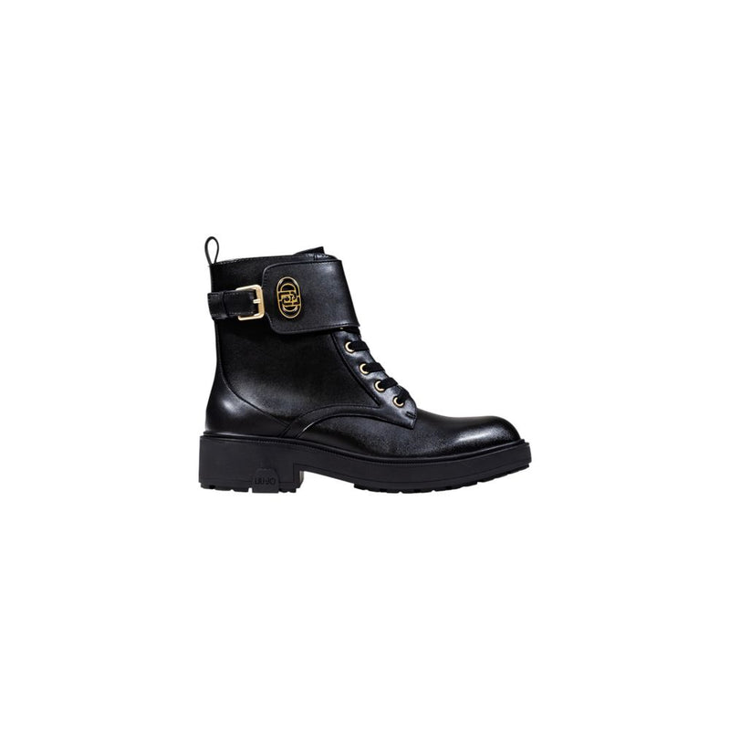 Liu Jo Black Artificial Leather Lace-Up Combat Boots