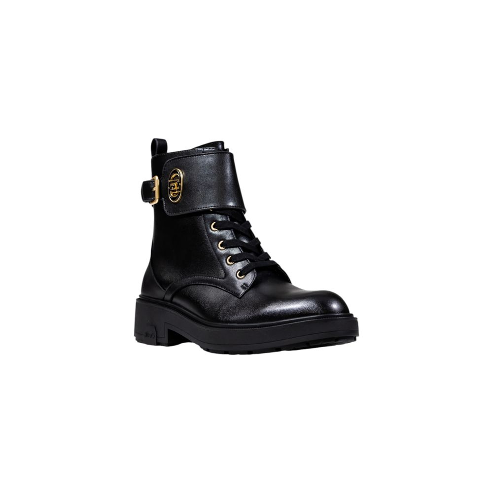 Liu Jo Black Artificial Leather Lace-Up Combat Boots