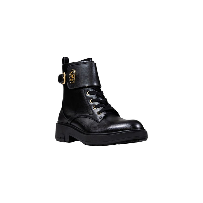 Liu Jo Black Artificial Leather Lace-Up Combat Boots