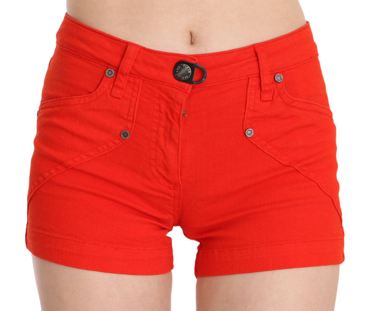 PLEIN SUD Mini-jupe en jean coton taille mi-hauteur, couleur orange