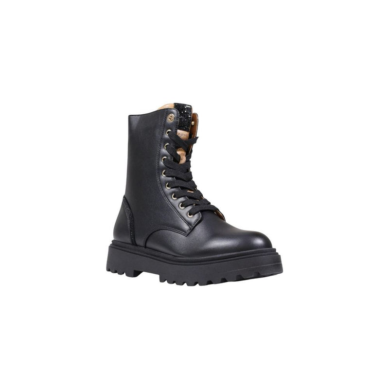 Alviero Martini Prima Classe Black Polyurethane Lace-Up Boots