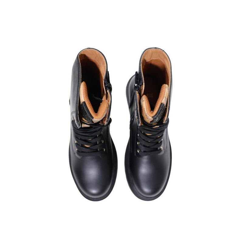 Alviero Martini Prima Classe Black Polyurethane Lace-Up Boots