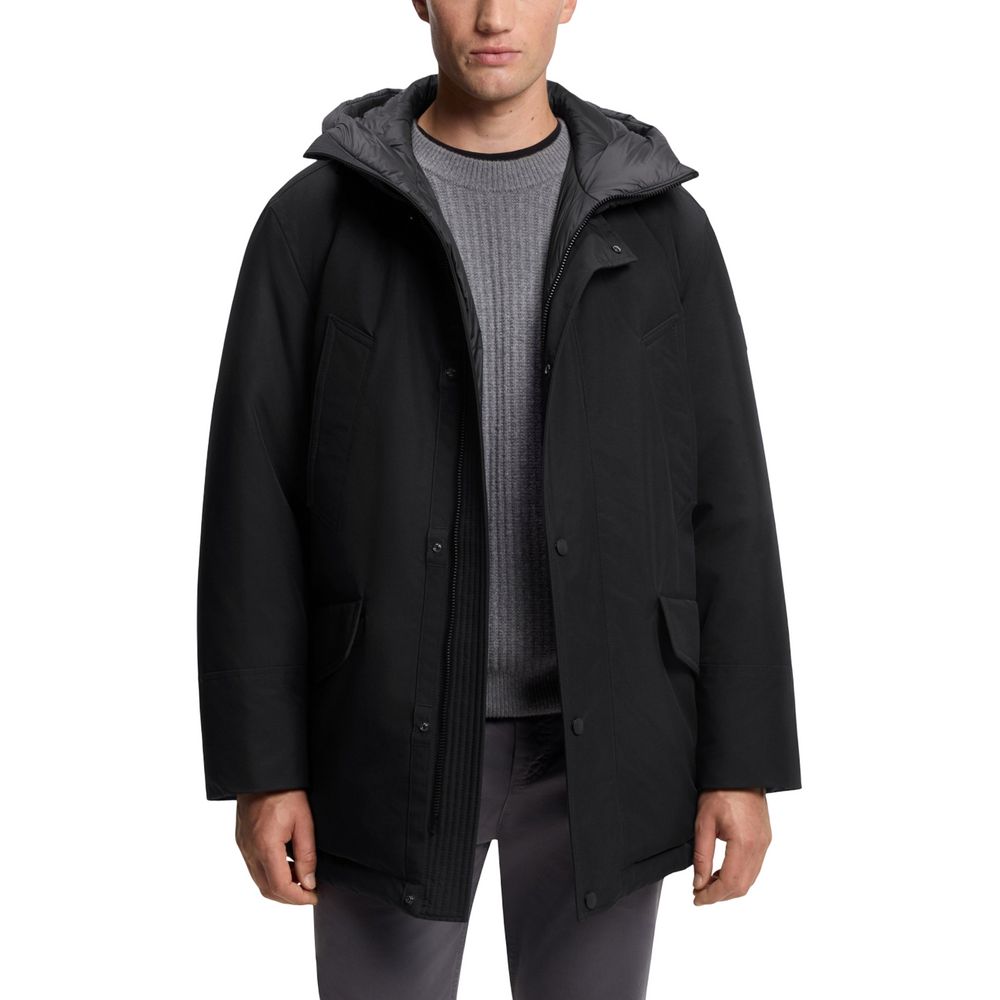 Veste longue Hugo Boss noire en polyester