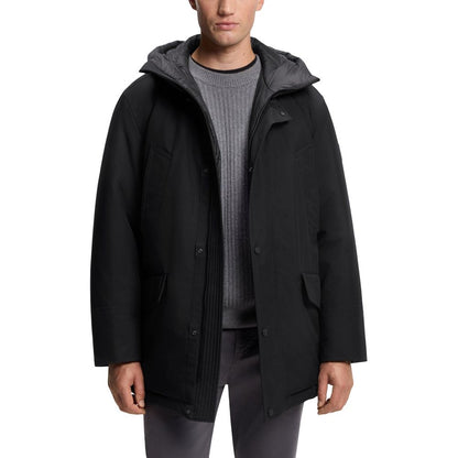 Veste longue Hugo Boss noire en polyester