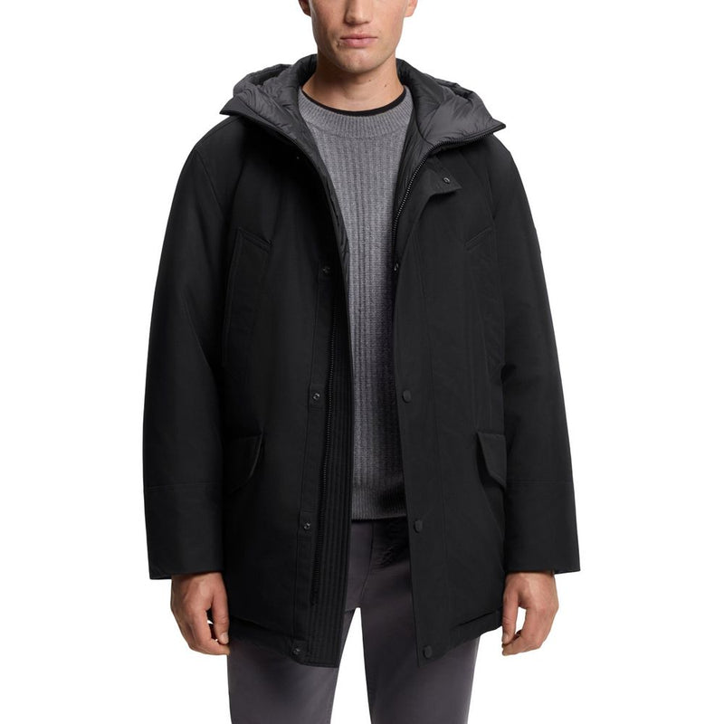 Veste longue Hugo Boss noire en polyester