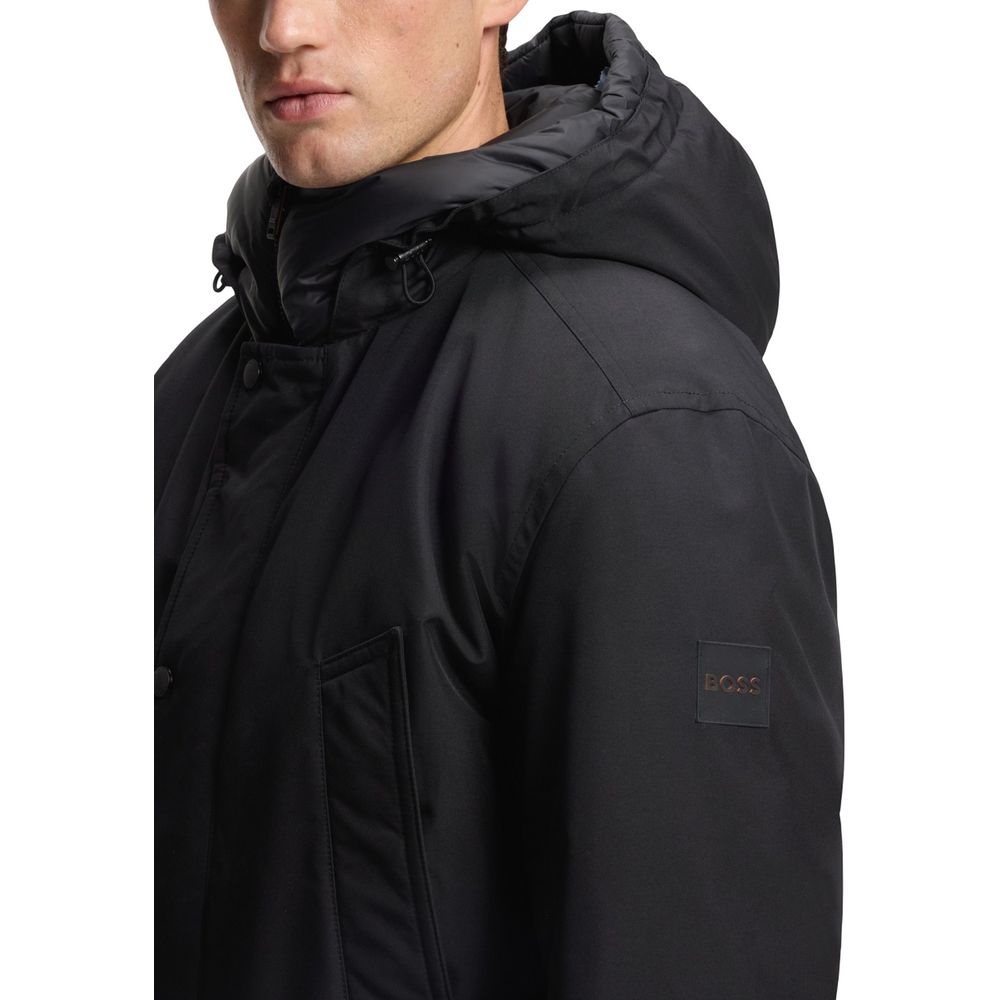 Veste longue Hugo Boss noire en polyester