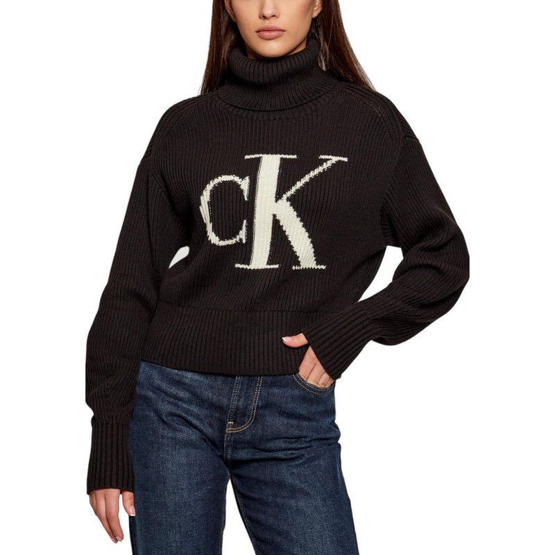 Calvin Klein Jeans Black Cotton Sweatshirt BLOWN UP CK LOOSE