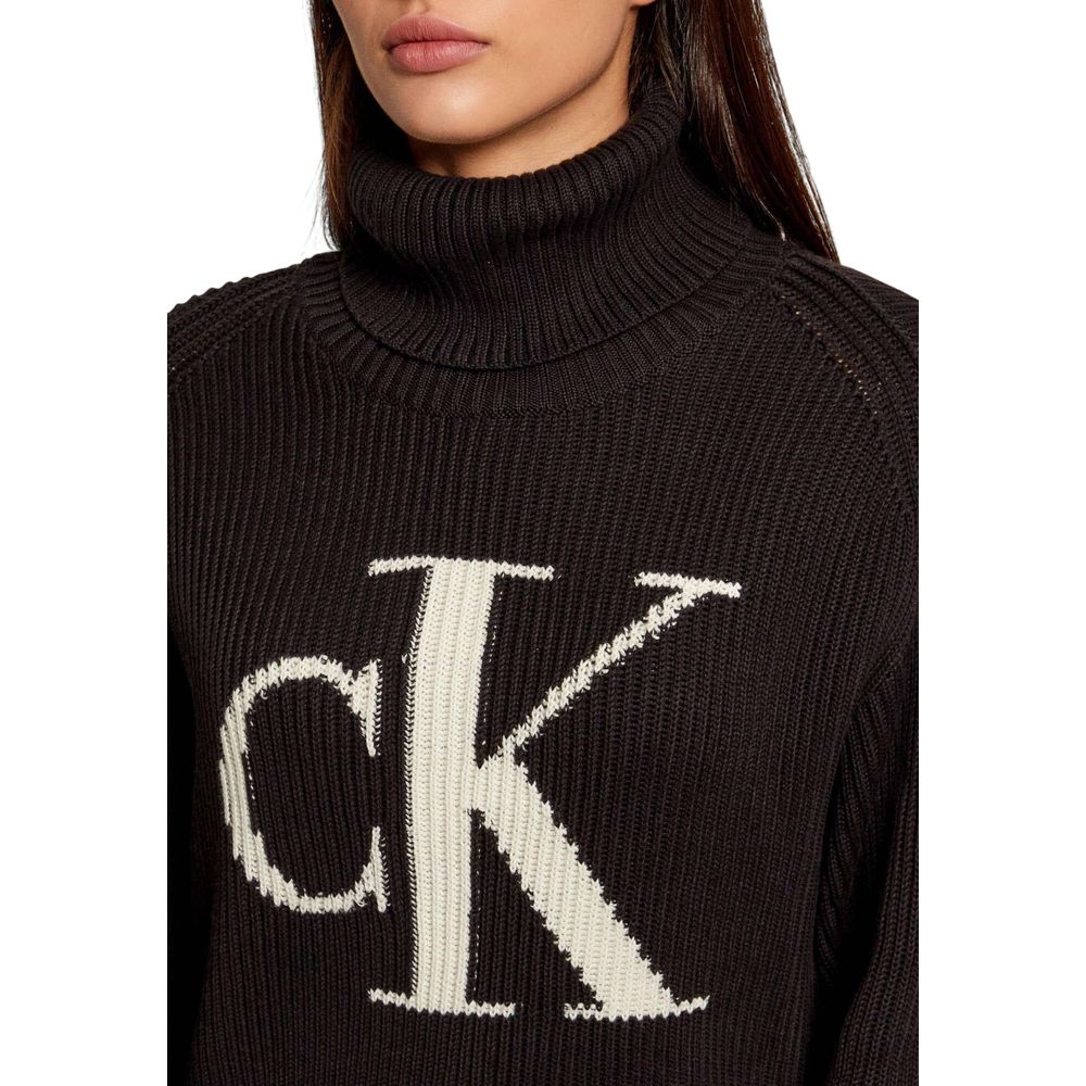 Calvin Klein Jeans Black Cotton Sweatshirt BLOWN UP CK LOOSE