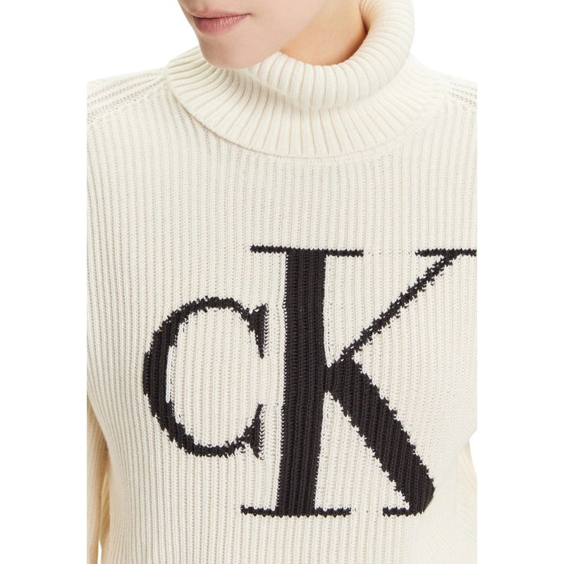 Calvin Klein Jeans Beige Cotton Sweatshirt - BLOWN UP CK LOOSE