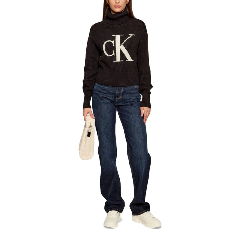 Calvin Klein Jeans Black Cotton Sweatshirt BLOWN UP CK LOOSE