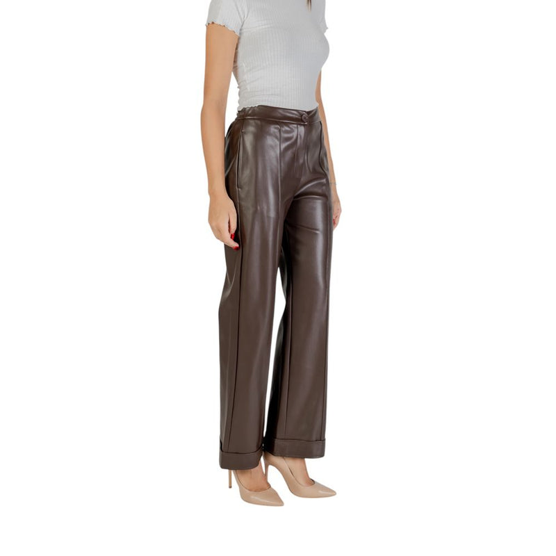 Liu Jo PANT.SPALMATO MF5069 E0624 Femme Trousers en Polyester Marron
