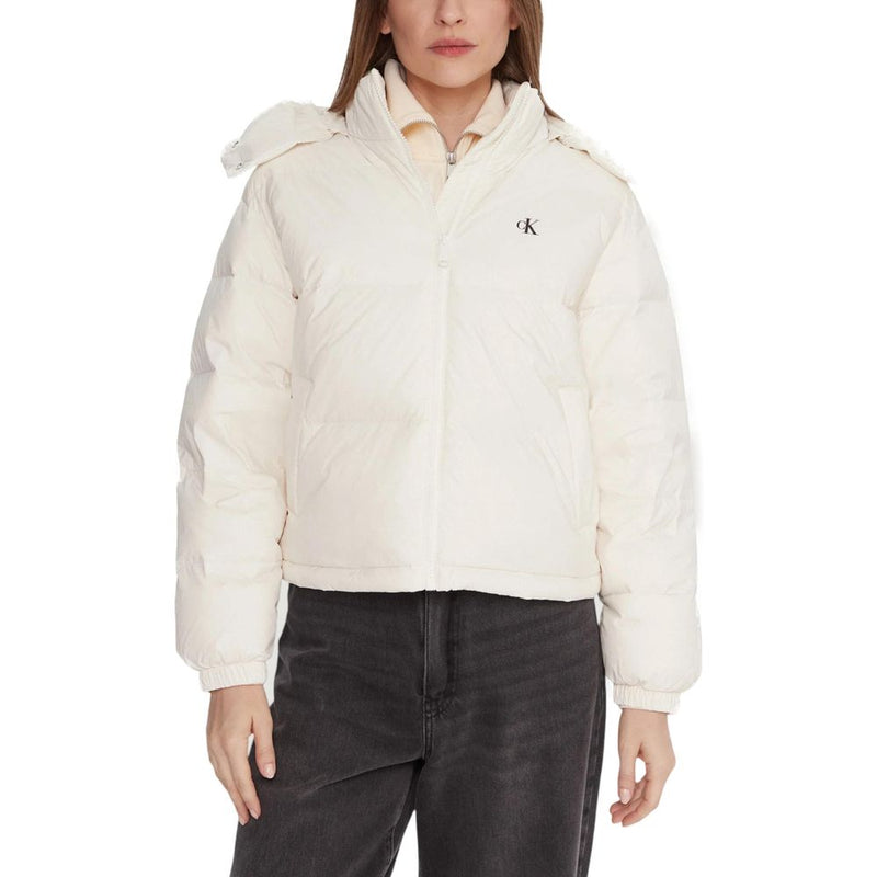 Calvin Klein Jeans Cream Polyamide Essential Midweight Puffer Coat