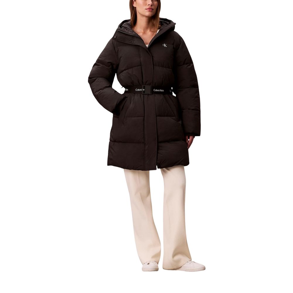 Calvin Klein Jeans Black Belted Midweight Puffer Coat