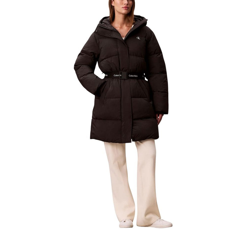 Calvin Klein Jeans Black Belted Midweight Puffer Coat