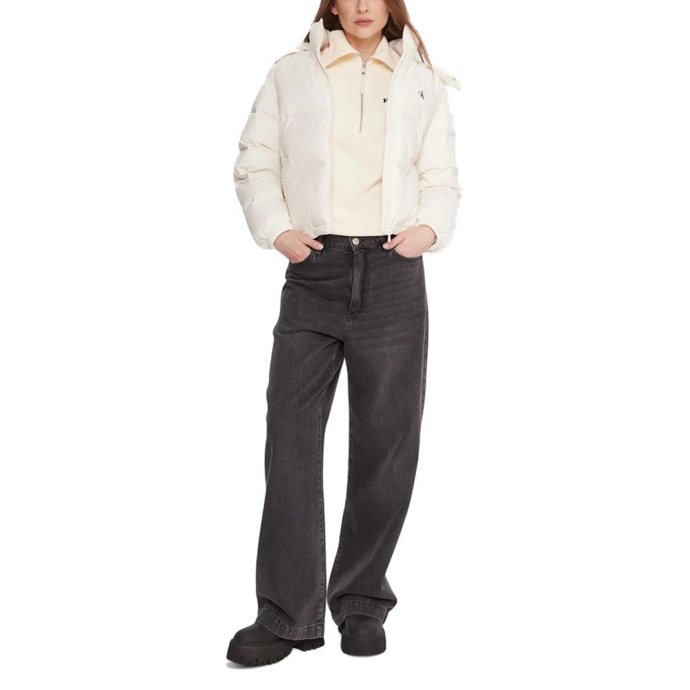 Calvin Klein Jeans Cream Polyamide Essential Midweight Puffer Coat