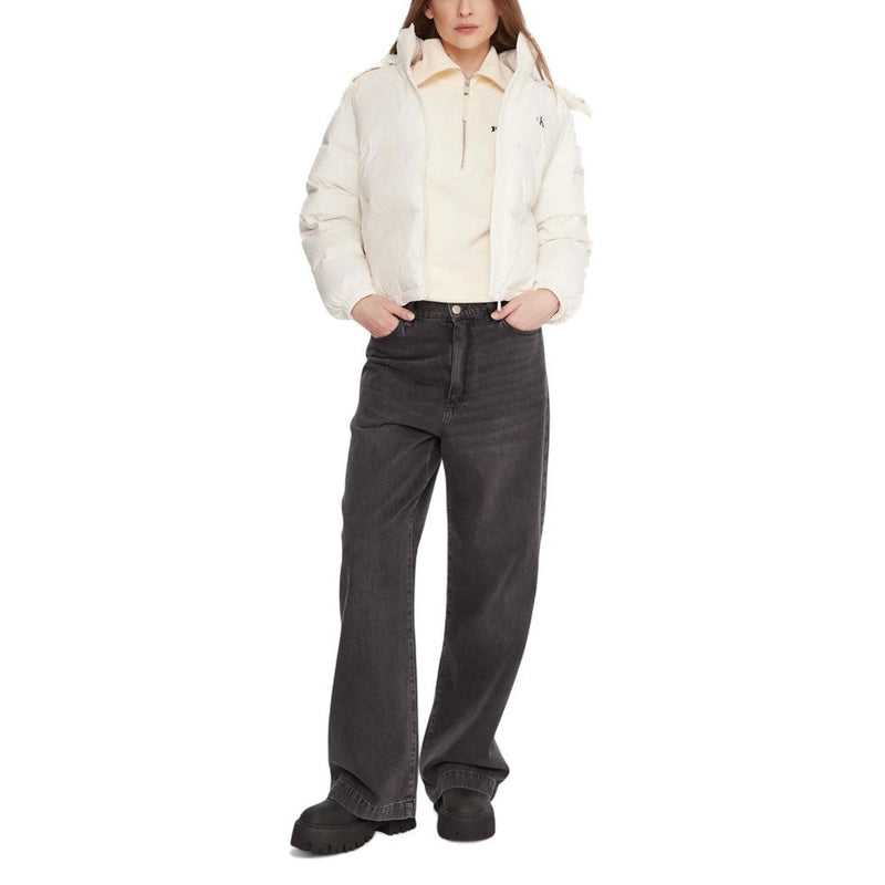 Calvin Klein Jeans Cream Polyamide Essential Midweight Puffer Coat