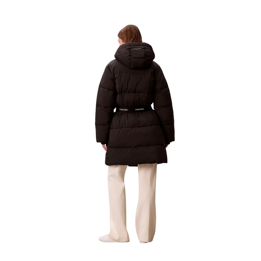Calvin Klein Jeans Black Belted Midweight Puffer Coat