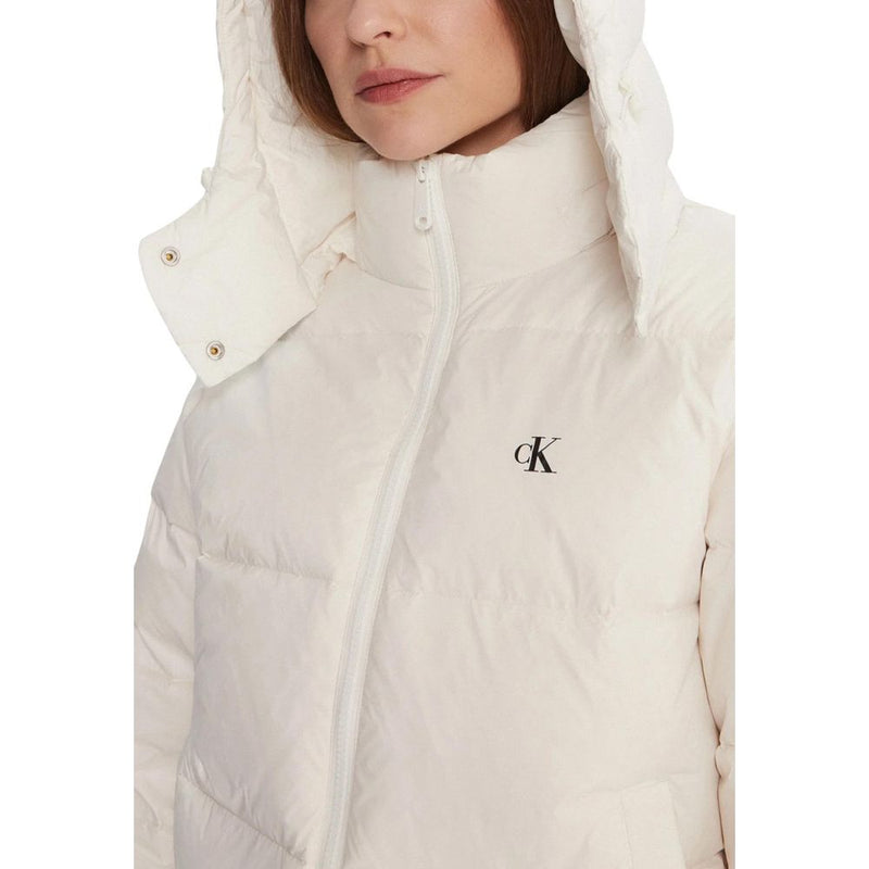 Calvin Klein Jeans Cream Polyamide Essential Midweight Puffer Coat