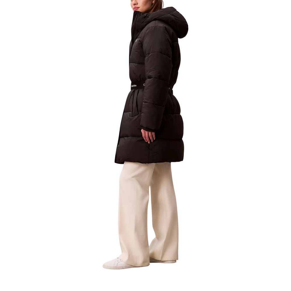 Calvin Klein Jeans Black Belted Midweight Puffer Coat