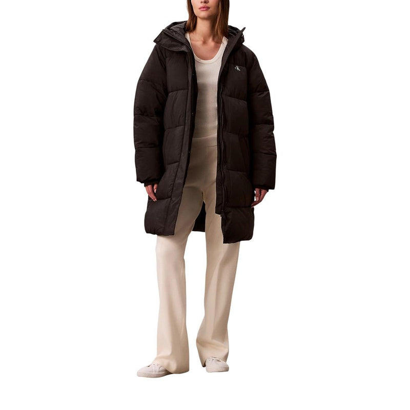 Calvin Klein Jeans Black Belted Midweight Puffer Coat