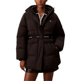 Calvin Klein Jeans Black Belted Midweight Puffer Coat