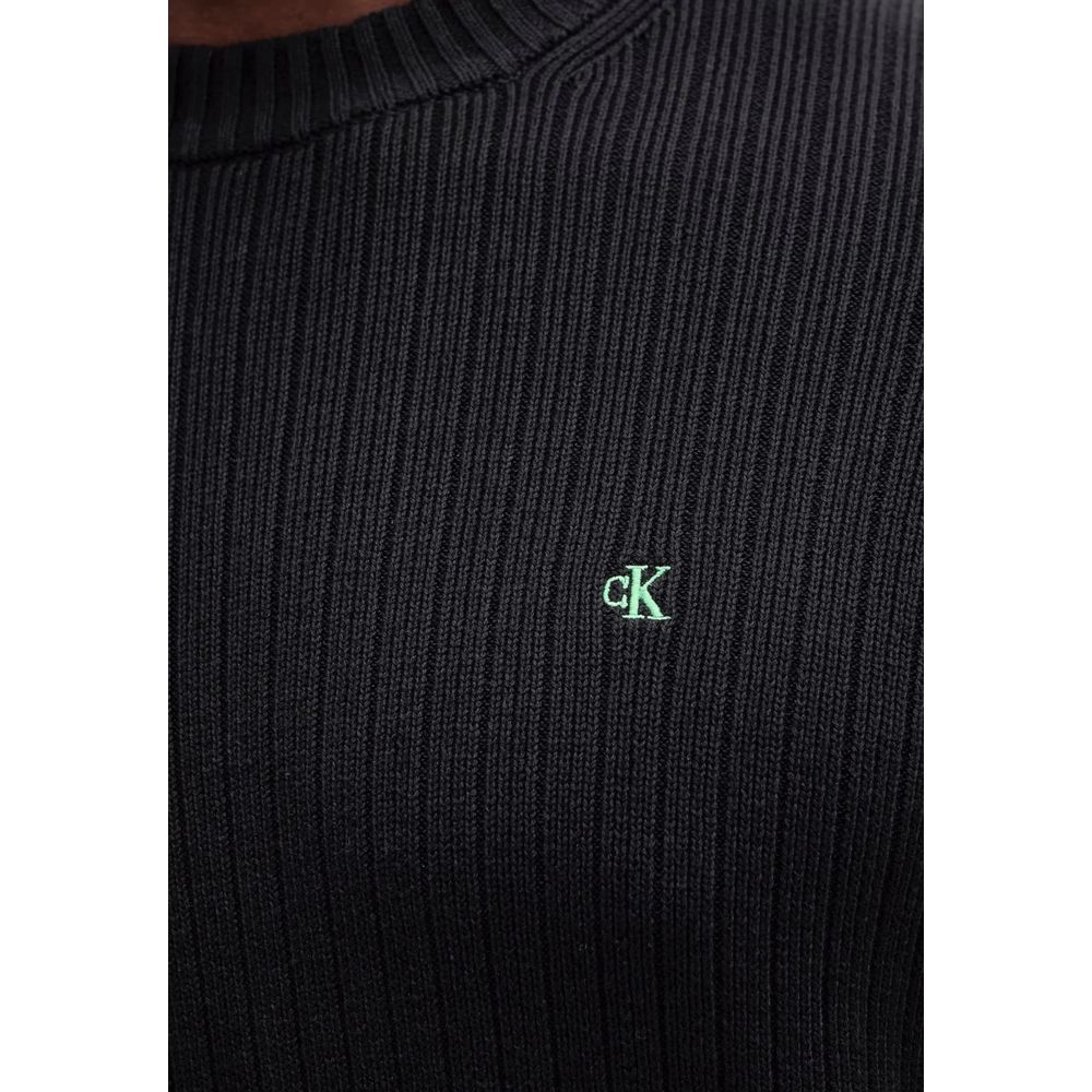 Calvin Klein Jeans Black LS VERTICAL TEXTURE Cotton Sweatshirt