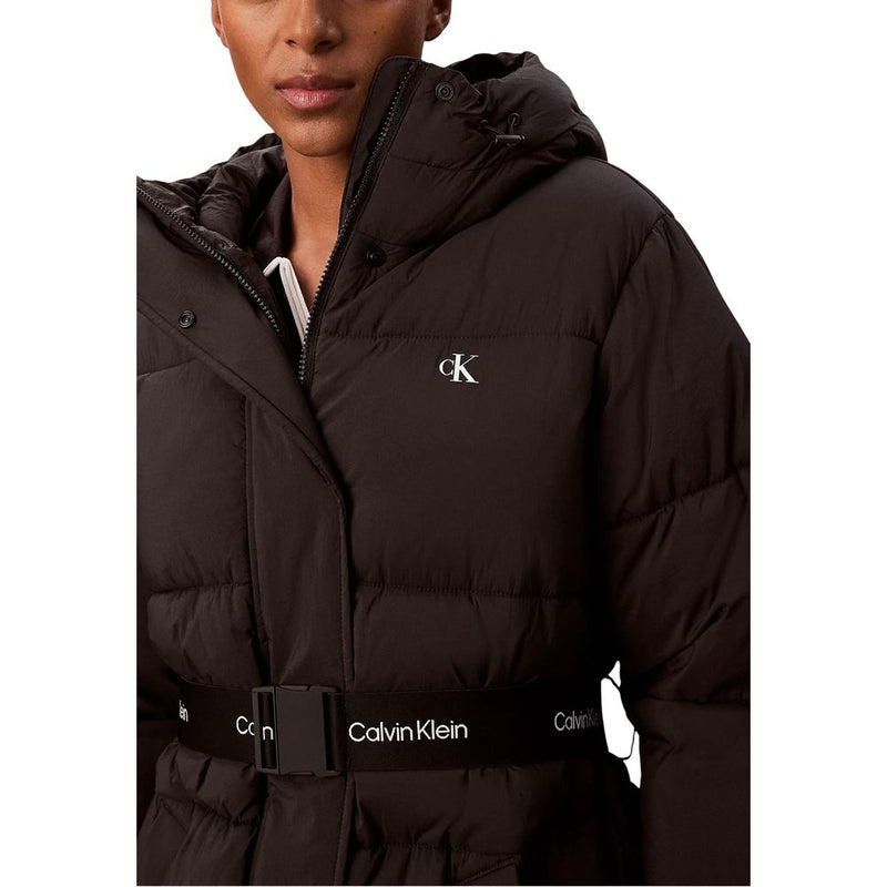 Calvin Klein Jeans Black Belted Midweight Puffer Coat