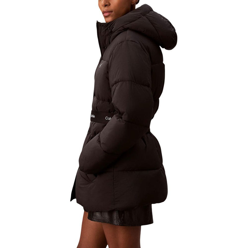 Calvin Klein Jeans Black Belted Midweight Puffer Coat
